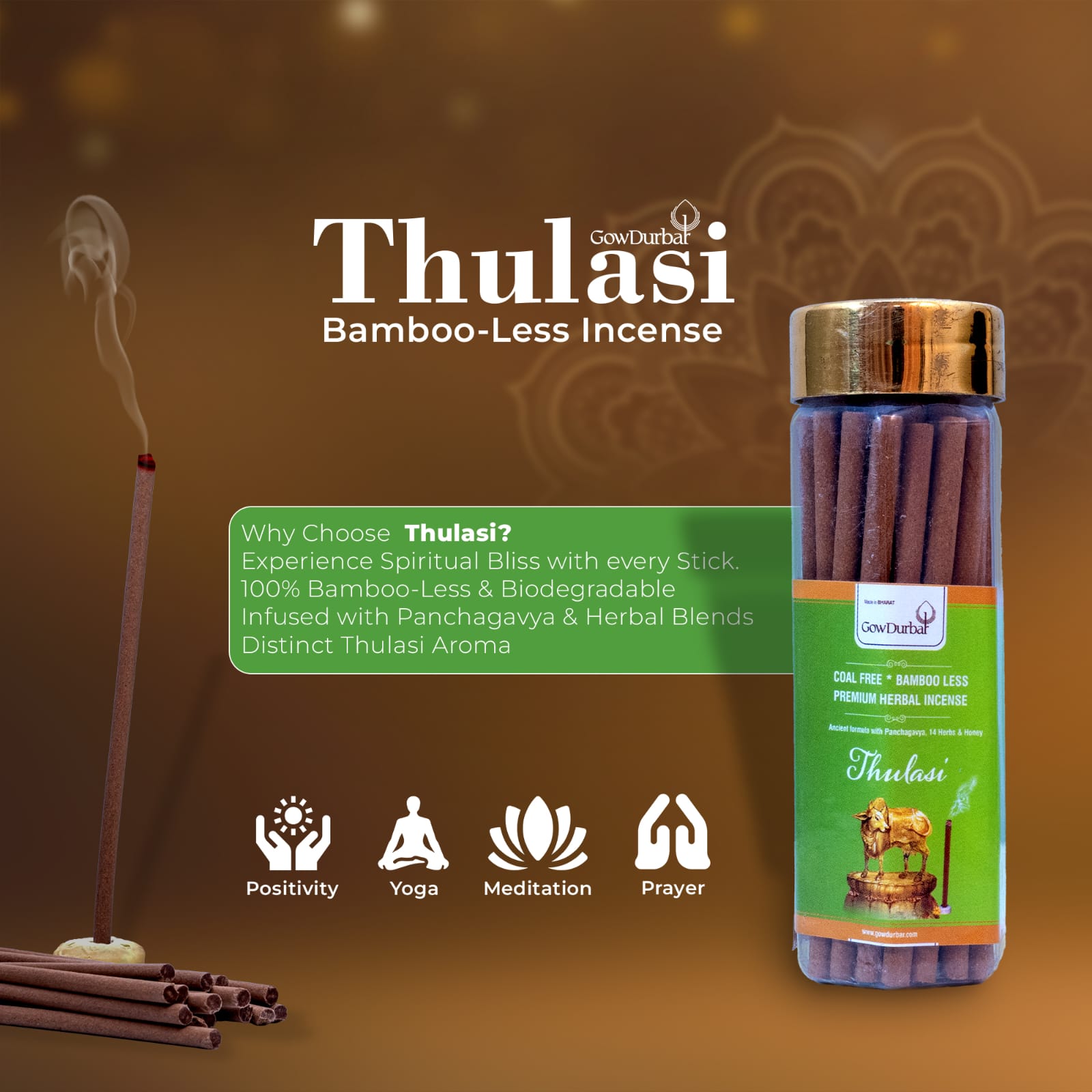 Thulasi Bamboo-Less Incense Sticks